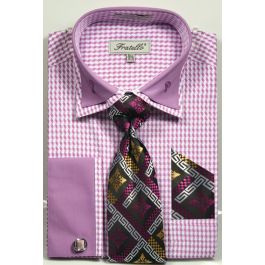 Fratello Men's French Cuff Dress Shirt Set - Double Collar