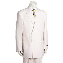 Canto Men's 3 Piece Poly-Rayon Seersucker Suit - Double Breasted