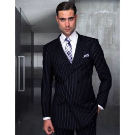 Statement Men's Outlet 2 Piece 100% Wool Fashion Suit - Bold Pinstripe