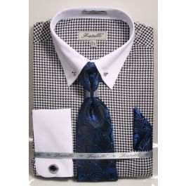 Fratello Men's 100% Cotton French Cuff Dress Shirt Set - Varied ...