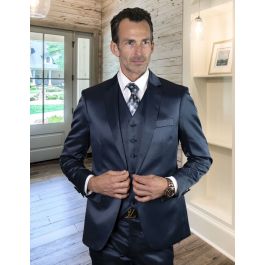 Statement Men's 3 Piece Unique Fashion Suit - Sharkskin