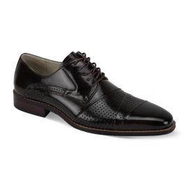 Giovanni Men's Leather Dress Shoe - Layered Perforations