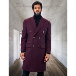 Statement Men's Full Length 100% Wool Top Coat - Double Breasted