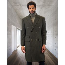 Statement Men's Outlet Full Length 100% Wool Top Coat - Double Breasted