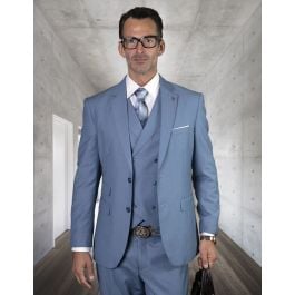 Statement Men's 3 Piece 100% Wool Cashmere Suit - Sleek