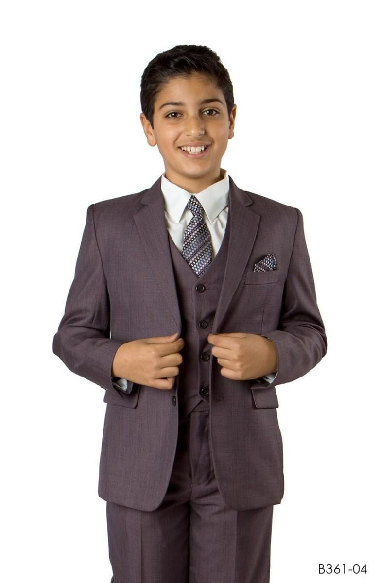 Tazio Boy's 5 Piece Suit with Free Shirt and Tie - Soft Sharkskin