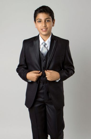 Tazio Boy's 5 Piece Suit Vested w/Shirt, Tie & Hanky - Double Lapel