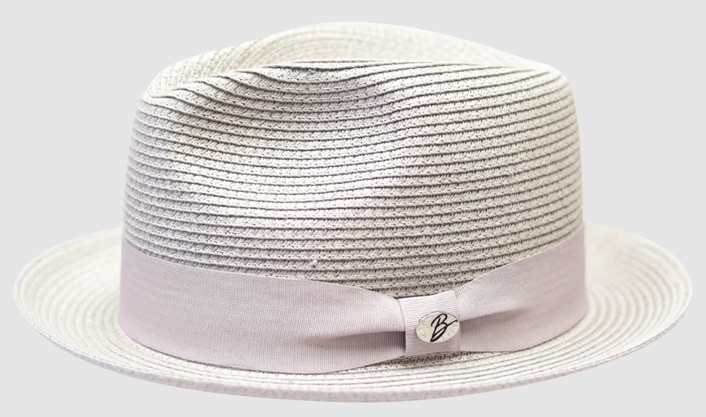 Bruno Capelo Men's Fedora Style Straw Hat - Matching Ribbon Band