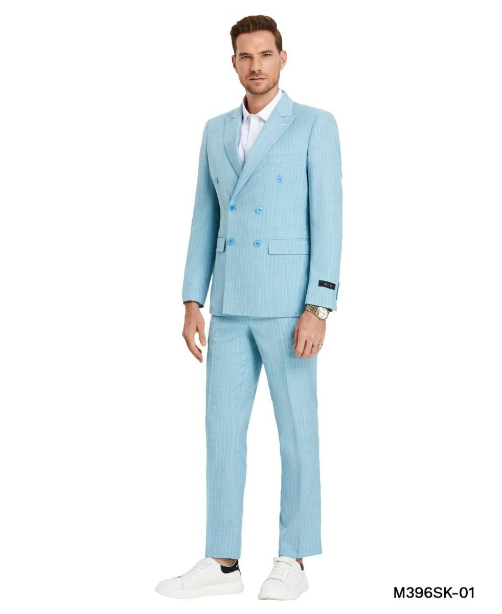 Tazio Men's Outlet 2 Piece Skinny Fit Suit - with Light Pinstripe