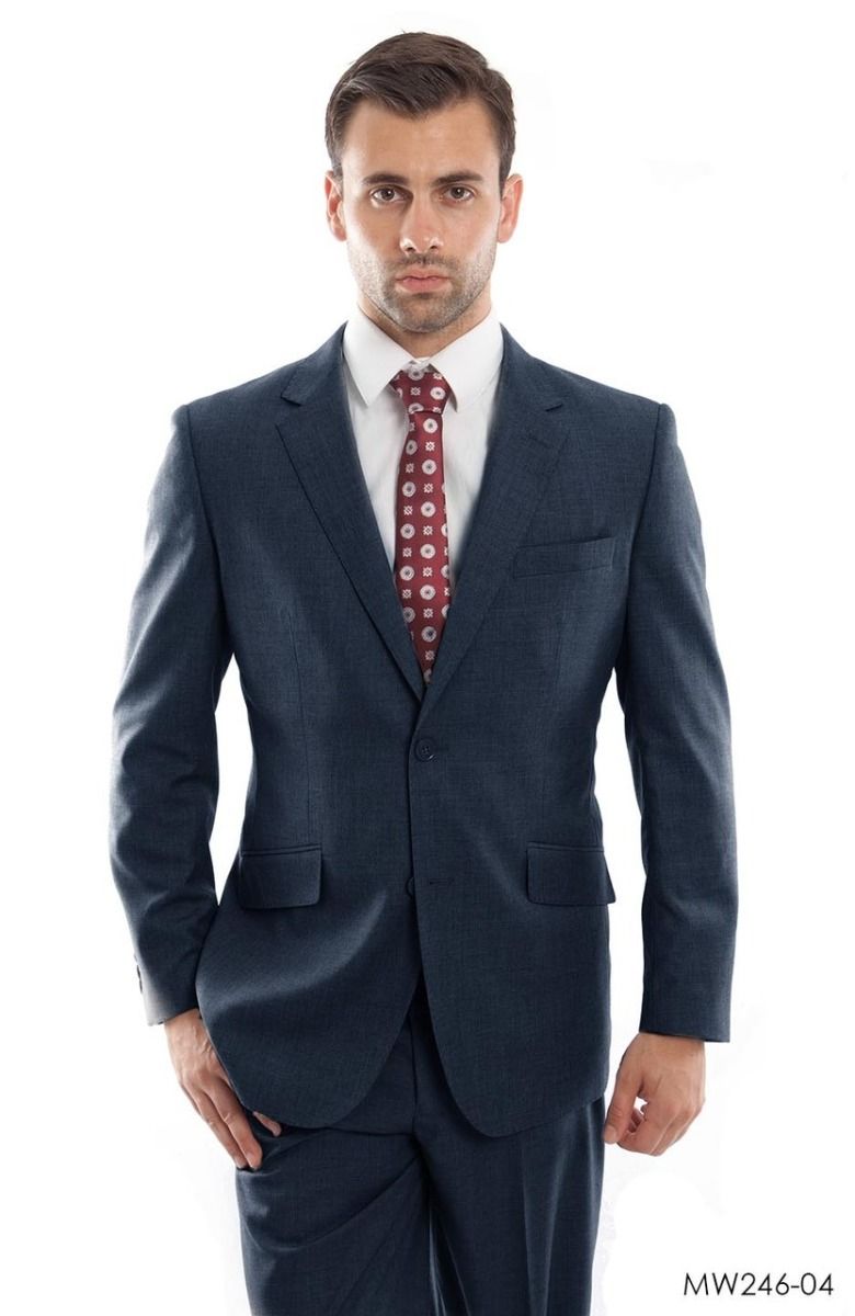 Zegarie Men's 2 Piece Modern Fit 100% Wool Suit - Solid Colors