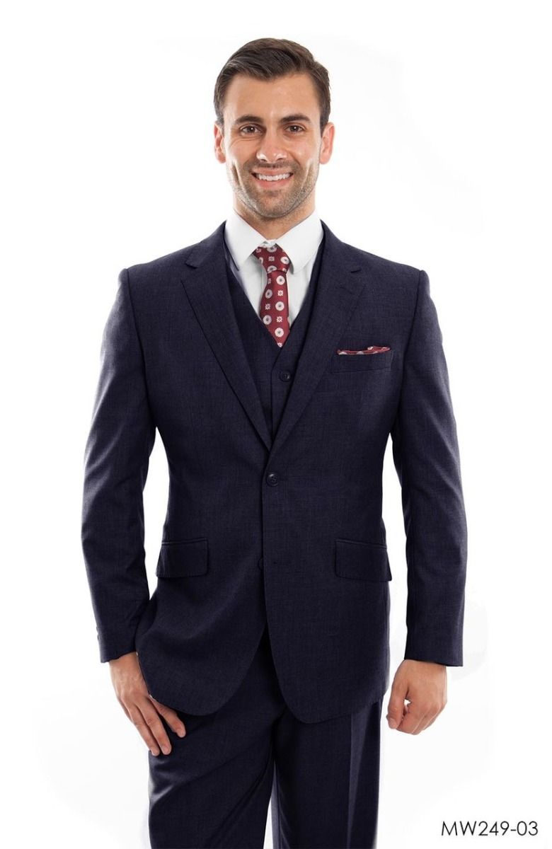 Zegarie Men's Outlet 3 Piece Modern Fit 100% Wool Suit - Solid Colors