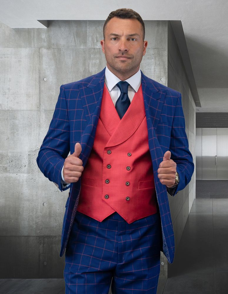 Statement Men's 100% Wool 3 Piece Suit - Vibrant Colors