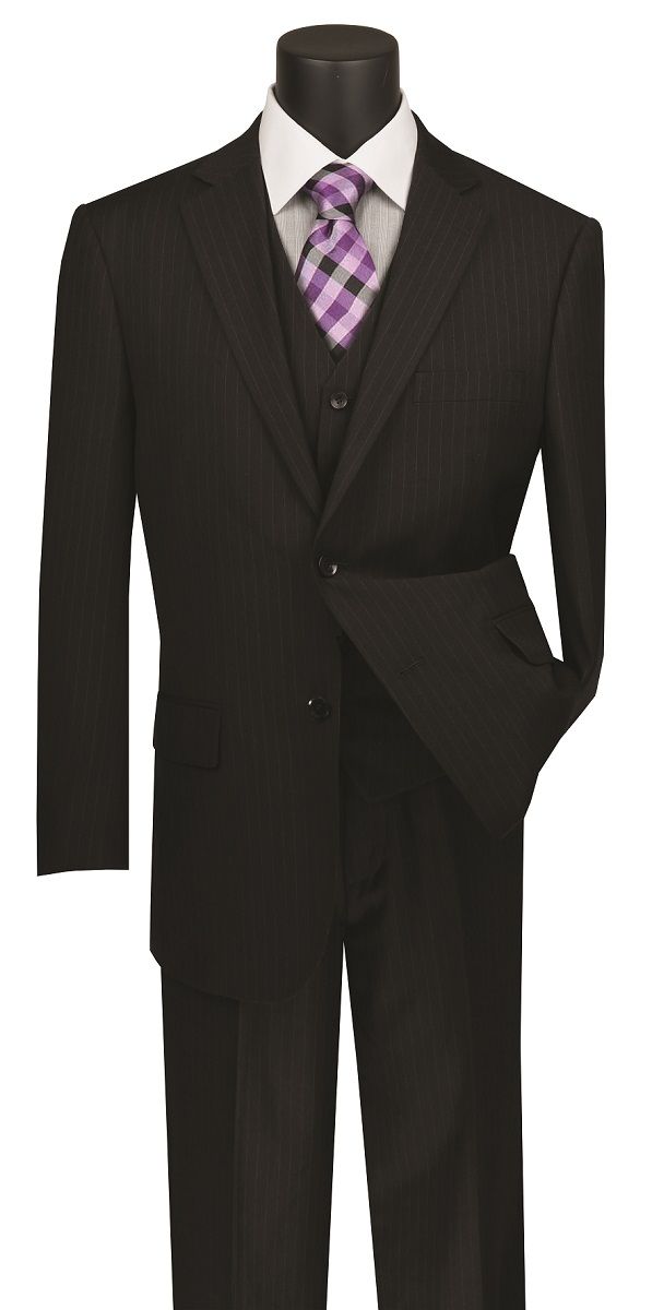 Mens Black 3 Piece Pinstripe Suit: Buy Online - Happy Gentleman