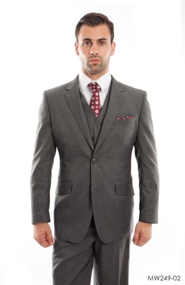 Zegarie Men's 3 Piece Modern Fit 100% Wool Suit - Solid Colors