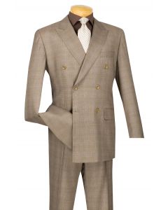 CCO Men's 2 Piece Double Breasted Outlet Suit - Glen Plaid