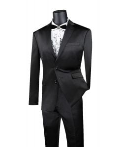 CCO Men's Outlet Wool Feel 2 Piece Ultra Slim Fit Suit - Sleek Sharkskin