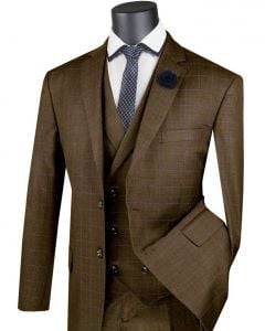 CCO Men's Outlet 3 Piece Wool Feel Classic Suit - Double Breasted Vest