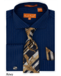 Karl Knox Men's French Cuff Shirt Set - Subtle Stripe
