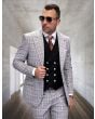 Statement Men's 3 Piece 100% Wool Suit - Bold Vest Color