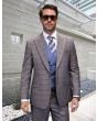 Statement Men's 100% Wool 3 Piece Suit - Light Two Tone