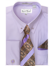 Karl Knox Men's French Cuff Collar Bar Shirt Set - Eccentric Tie