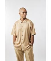 Silversilk Men's 2 Piece Short Sleeve Walking Suit - Lightly Textured Solid
