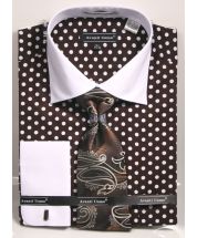 Avanti Uomo Men's 100% Cotton French Cuff Shirt Set - Polka Dots