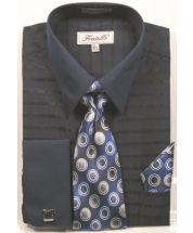 Fratello Men's Outlet French Cuff Dress Shirt Set - Two Tone Windowpane